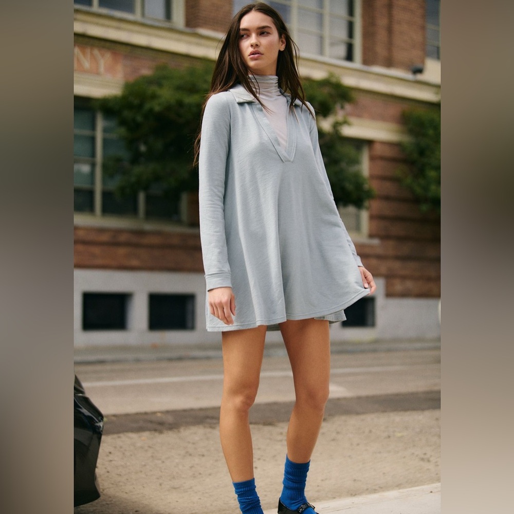 NWT FP Movement by Free People Gray Mock Neck Mini Dress